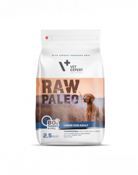 VETEXPERT RAW PALEO Adult Large caini talie mare 2,5 kg curcan