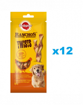 PEDIGREE Ranchos Twists 12x40 g recompense caini, cu pui