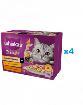 WHISKAS Adult plic hrana pisica 48x85g hrana umeda Creamy Variations in sos cu: pui si legume, miel si curcan