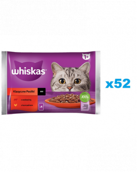 WHISKAS Adult plic cu vita si pui in sos 52x85g hrana umeda Classic Meals pentru pisici adulte