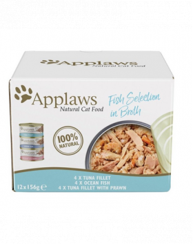 APPLAWS Cat Fish Selection in Broth 48 x 156 g peste in bulion, pentru pisici