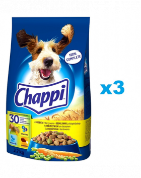 CHAPPI Hrana pentru caini, cu pasare 3x2.7kg