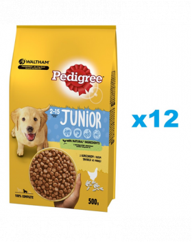 PEDIGREE Junior 12x500g Hrana uscata catei talie medie, cu pui