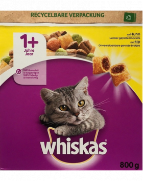 WHISKAS Adult+1 hrana uscata pentru pisici, cu pui 5x800g