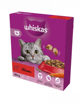 WHISKAS Adult 5x800 g hrana uscata pisici adulte, cu vita