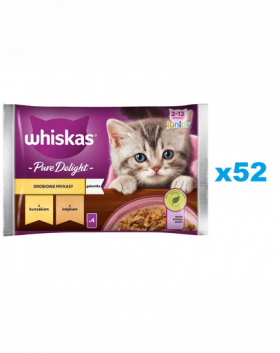 WHISKAS Junior 52x85g hrana umeda pentru pisoi, cu pui si curcan in aspic