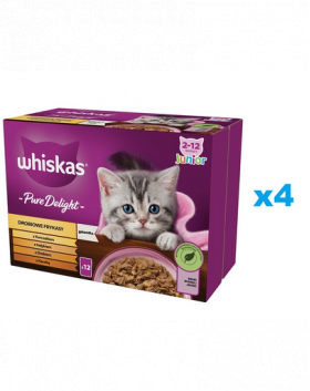 WHISKAS Junior 48x85g pliculet hrana umeda pentru pisoi cu: pui, curcan, pasare, rata in aspic