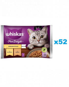 WHISKAS Adult plic in aspic curcan si pui 52x85g hrana umeda pisici adulte