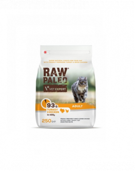 VETEXPERT Raw Paleo Adult Cat Turkey&amp;Chicken Hrana pisici adulte, cu pui si curcan 250 g