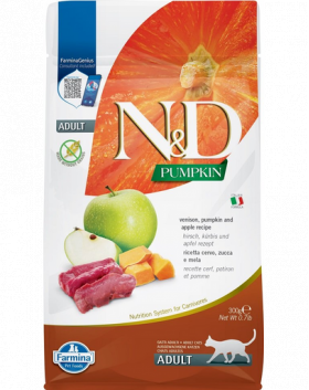 FARMINA N&amp;D Pumpkin Adult Cat Venison&amp;Apple 300 g Hrana pisici, cu cerb, dovleac si mar