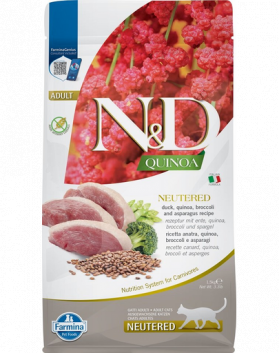 FARMINA N&amp;D Quinoa Duck Broccoli Asparagus Neutered hrana pentru pisici adulte sterilizate 1.5 kg