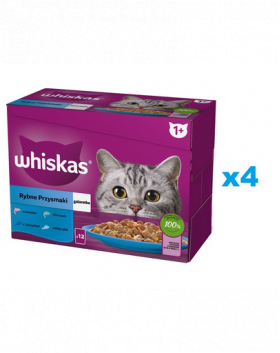 WHISKAS Adult hrana cu peste pentru pisica 48x85g somon, ton, cod, peste alb in aspic