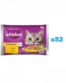 WHISKAS Senior 52x85g plicuri hrana umeda pentru pisici in varsta,cu pui si curcan in aspic