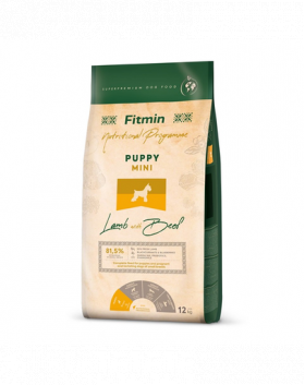 FITMIN Dog Mini Puppy Lamb&amp;Beef 12 kg Sac hrana catei talie mica, cu miel si vita