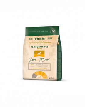 FITMIN Dog Nutritional Programme Mini Performance Lamb&amp;Beef 2,5 kg Hrana caini talie mica, cu nivel de activitate foarte ridicat, cu miel si vita