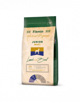 FITMIN Dog Nutritional Programme Maxi Junior Lamb&amp;Beef 12 kg Hrana uscata cani talie mare