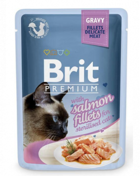 BRIT Premiumt Fillets in Gravy Hrana umeda pentru pisici, cu somon 24 x 85 g