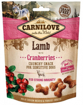 CARNILOVE Crunchy Snacks recompense crocante pentru caini, cu miel si afine 200 g