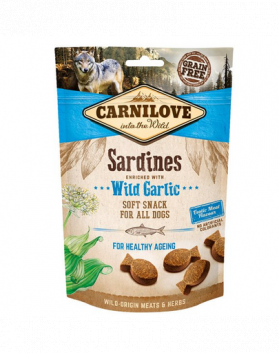 CARNILOVE Semi Moist Snacks recompense moi pentru caini, cu sardine si usturoi salbatic 200 g