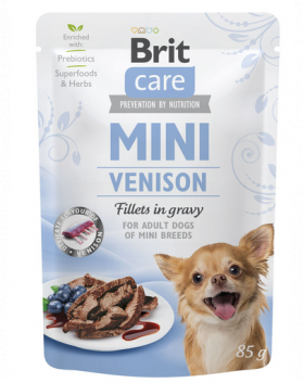 BRIT CARE Mini Adult Pouch Venison 24x85g Hrana umeda cu vanat pentru caini de talie mica