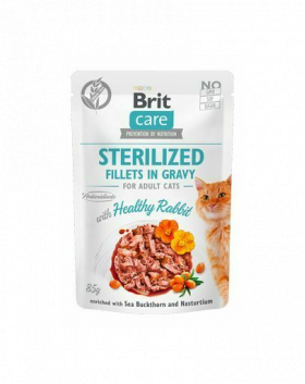 BRIT Care Sterilised Fillets in gravy 24 x 85 g Hrana umeda pisici sterilizate, cu iepure in sos