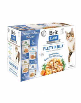 BRIT Care Cat Flavour Box in Jelly hrana umeda mix pentru pisici, 12 x 85g