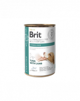 BRIT Grain Free Veterinary Care Sterilised 400 g Hrana umeda caini sterilizati, cu ton cu miel