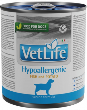 FARMINA VetLife Canine Hypoallergenic Fish &amp; Potato Hrana umeda pentru caini, cu peste si cartofi 300 g