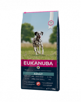 EUKANUBA Dry Base Adult Large Breeds Salmon &amp; Barley hrana uscata caini adulti talie mare, somon si orz 12 kg