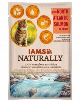 IAMS Naturally Adult Cat cu Somon din Atlanticul de Nord în Sos 85 g