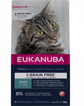 EUKANUBA Grain Free Adult 2 kg, Hrana uscata pisica adulta, cu somon