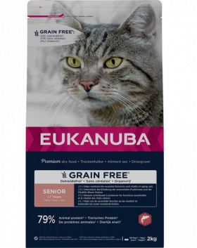 EUKANUBA Grain Free Senior 2 kg Hrana uscata pentru pisici in varsta, cu somon