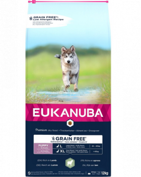 EUKANUBA Grain Free L Puppy 12 kg Sac hrana uscata pentru catei talie mare, cu miel