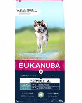 EUKANUBA Grain Free L Adult 12 kg Sac hrana pentru caine de talie mare, cu miel