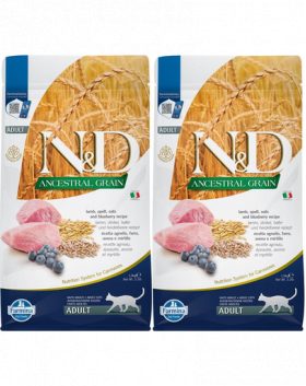 FARMINA N&amp;D Ancrestral Grain Lamb &amp; Blueberry Adult Cat mancare pentru pisici cu miel 2 x 1,5 kg