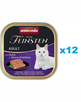 ANIMONDA Vom Feinsten Adult hrana pate pentru pisici 12x100 g pui si fructe de mare