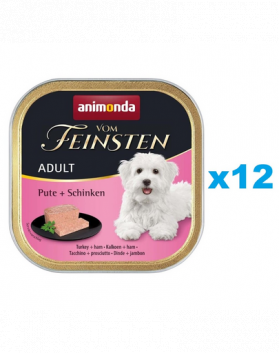 ANIMONDA Vom Feinsten Adult Turkey&amp;Ham 12x150 g curcan si sunca, pate pentru caini adulti