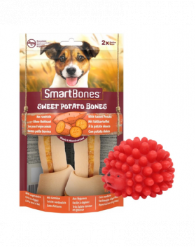 SMART BONES Medium Recompense caini de talie medie, cartofi dulci si piept de pui x 2 + minge GRATIS