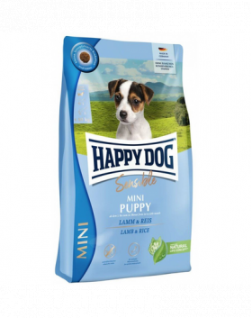 HAPPY DOG Sensible Mini Puppy 4kg Hrana uscata pentru catei talie mica, cu miel si orez