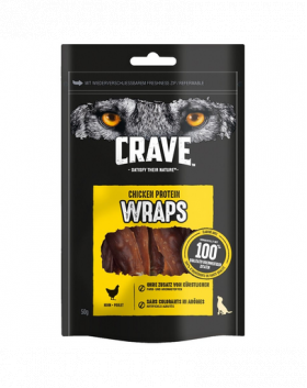 CRAVE Wraps Pui 10x50g Recompensa caini adulti, proteica fara cereale