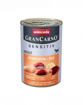 ANIMONDA GranCarno Sensitiv Pure Chicken&amp;Rice 400 g pui cu orez, hrana caini adulti sensibili