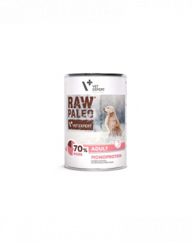 VETEXPERT Raw Paleo Pork Adult Can Hrana umeda caini, cu porc 400g