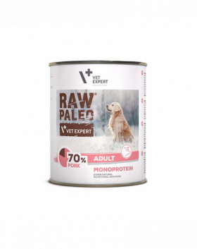 VETEXPERT Raw Paleo Pork Adult Can 800g Conserva caine, cu porc