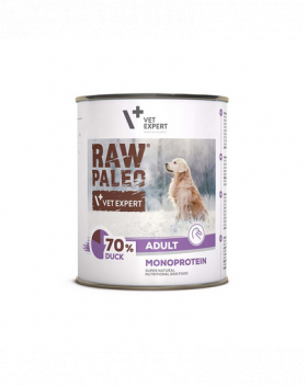 VETEXPERT Raw Paleo Duck Adult Can 800g Conserva hrana caine, cu rata