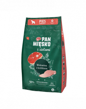 PAN MIĘSKO cu ierburi aromatice, vita si iepure M 3 kg caini rasa talie medie