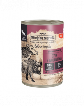 WIEJSKA ZAGRODA Forest Flavours Hrana umeda caine, cu mistret si vita 400 g