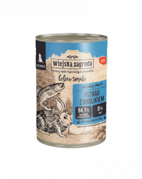 WIEJSKA ZAGRODA Forest Flavours Hrana umeda pentru catei, cu pastrav si iepure 400 g