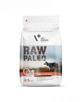 VETEXPERT RAW PALEO Adult Medium caini adulti talie medie 2,5 kg curcan