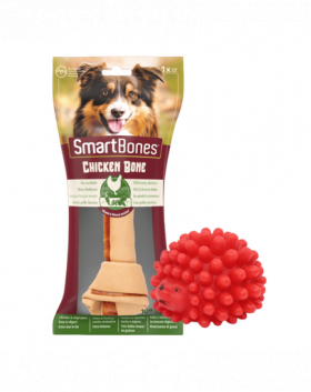 SMART BONES Large Recompense caini talie mare, cu pui si legume x 2 + minge GRATIS