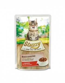 STUZZY Bocconcini Chunks with Beef 85g vita in sos pentru pisici adulte